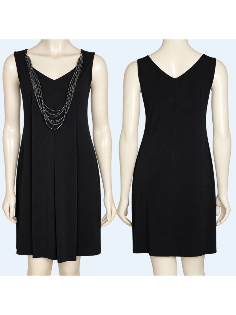 Carole Little Dress Womens 4 Black Pleated Mini Necklace Sleeveless Stretch Vint